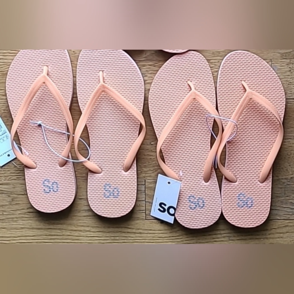 BUNDLE SO BRAND WOMENS TANGERINE FLIP-FLOPS BUNDLE OF 2 PAIRS SIZE 7